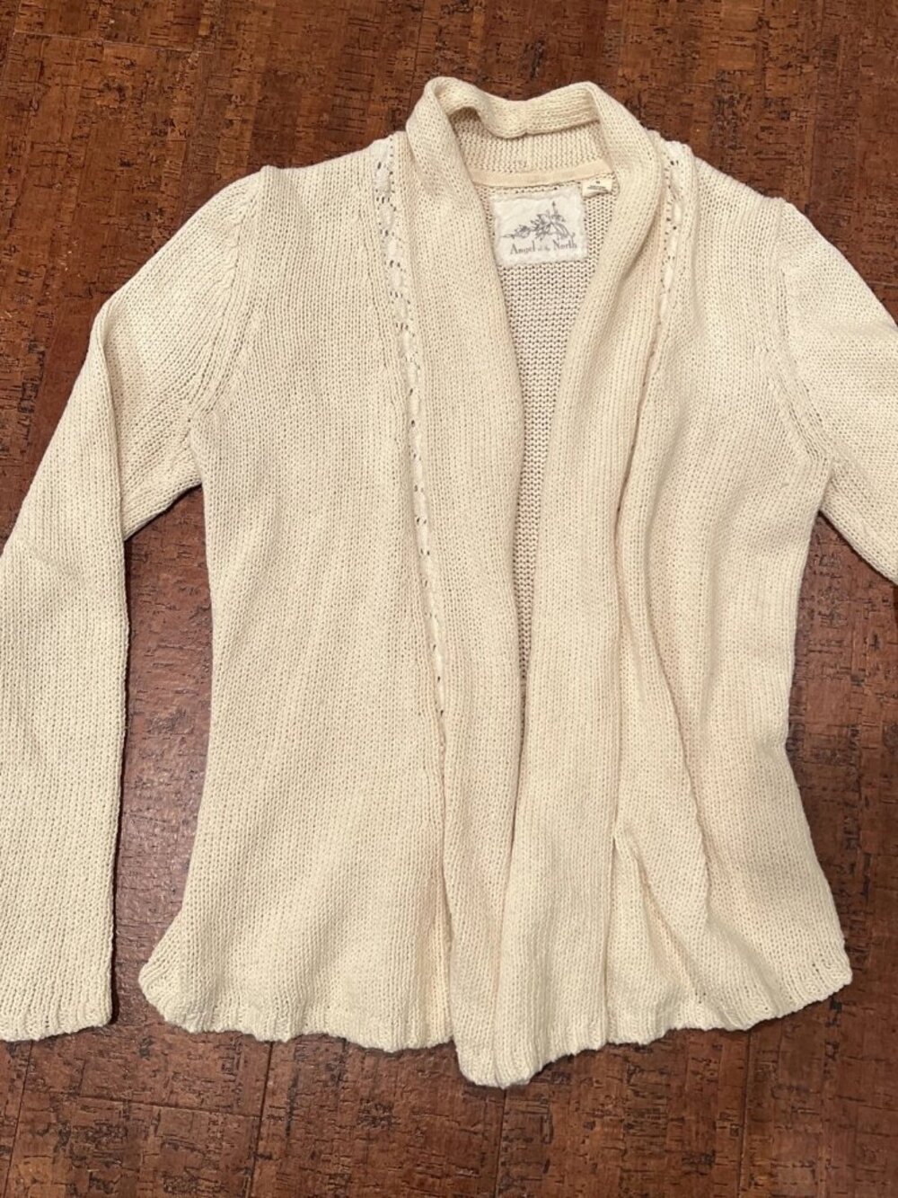 Angel Of The North Size XS Cream Open Front Cardigan Ruffle